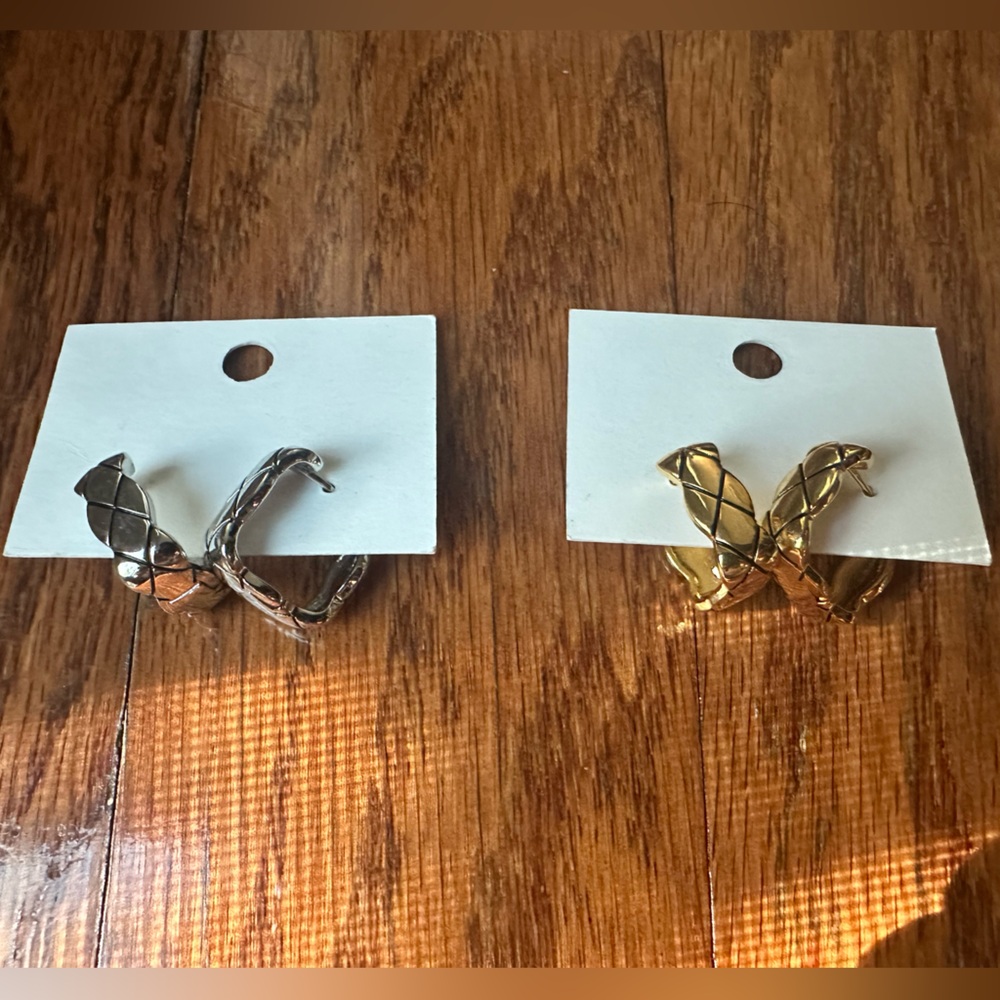 Non Tarnish Elegant Silver and Gold Earrings 2 Pairs - Picture 3 of 3